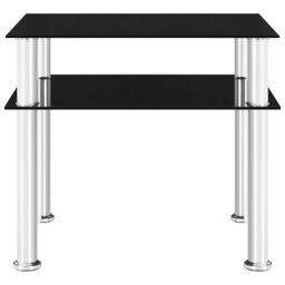 Berkfield Home Side Table Black 45x50x45 cm Tempered Glass - Size: 45 x 50 x 45 cm - thumbnail 2