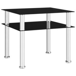 Berkfield Home Side Table Black 45x50x45 cm Tempered Glass - Size: 45 x 50 x 45 cm