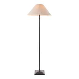 Netlighting Lille Floor Lamp Tapered Shade Matt Black & Faux Linen B22 - thumbnail 1