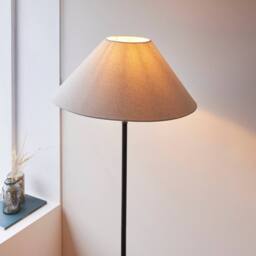 Netlighting Lille Floor Lamp Tapered Shade Matt Black & Faux Linen B22 - thumbnail 4