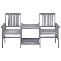 Berkfield Home Garden Chairs with Tea Table 159x61x92 cm Solid Acacia Wood in Brown - Size: 159 x 61 x 92 cm - thumbnail 2