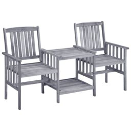 Berkfield Home Garden Chairs with Tea Table 159x61x92 cm Solid Acacia Wood in Brown - Size: 159 x 61 x 92 cm - thumbnail 1