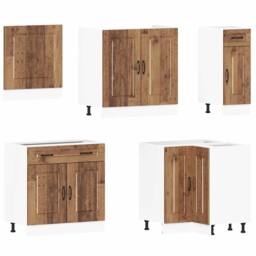 Berkfield Home 11 Piece Kitchen Cabinet Set Kalmar Old Wood Engineered Wood in Brown - thumbnail 4