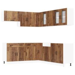 Berkfield Home 11 Piece Kitchen Cabinet Set Kalmar Old Wood Engineered Wood in Brown - thumbnail 1