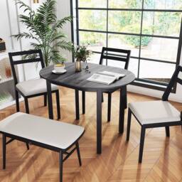 KORVIXA Wooden Dining Table for 4-6 People in Grey - Size: 0.6m2 - thumbnail 4