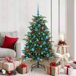 Berkfield Home Elegant Artificial Christmas Tree with 150 LEDs with Stand Green - thumbnail 2