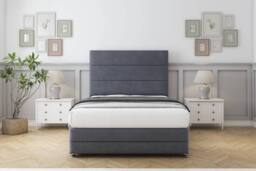 "Sloomy Monaco Plush Divan Set 2 Drawers-26"" Headboard-Footboard in Dark Grey - Size: Small Single" - thumbnail 2