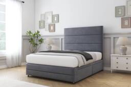 "Sloomy Monaco Plush Divan Set 2 Drawers-26"" Headboard-Footboard in Dark Grey - Size: Small Single" - thumbnail 3