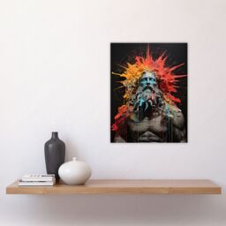 "Artery8 Wall Art Print Zeus God of Thunder Greek Mythology Conceptual Artwork Poster in Orange - Size: W18"" x H24""" - thumbnail 4