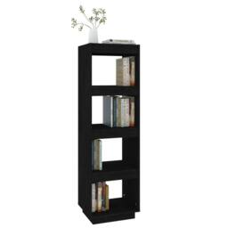 Berkfield Home Beautiful Book Cabinet/Room Divider Black 40x35x135 cm Solid Pinewood - Size: 40 x 35 x 135 cm - thumbnail 4