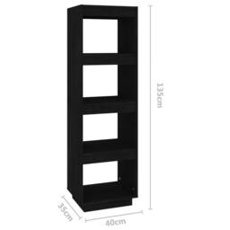 Berkfield Home Beautiful Book Cabinet/Room Divider Black 40x35x135 cm Solid Pinewood - Size: 40 x 35 x 135 cm - thumbnail 8