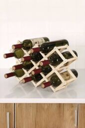 Living and Home Wooden Stackable Wine Holder Ornaments Foldable Wine Rack Wine Bottle Storage Rack in Natural