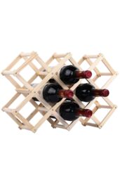 Living and Home Wooden Stackable Wine Holder Ornaments Foldable Wine Rack Wine Bottle Storage Rack in Natural - thumbnail 2