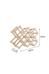 Living and Home Wooden Stackable Wine Holder Ornaments Foldable Wine Rack Wine Bottle Storage Rack in Natural - thumbnail 3