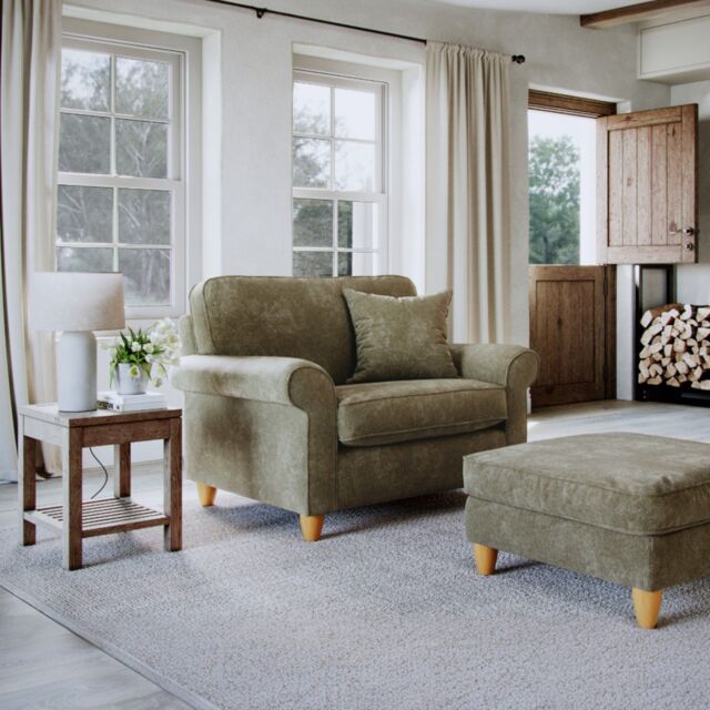 The Great Sofa Company Flora Snuggle Chair Glory Winter Moss in Dark Green - image 1