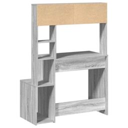 Berkfield Home Desk with Shelves Grey Sonoma 100x45x140 cm Engineered Wood - Size: 100 x 45 x 140 cm - thumbnail 6