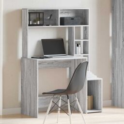 Berkfield Home Desk with Shelves Grey Sonoma 100x45x140 cm Engineered Wood - Size: 100 x 45 x 140 cm - thumbnail 3