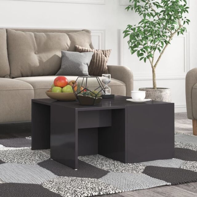 Berkfield Home Coffee Tables 4 pcs High Gloss Grey 33x33x33 cm Engineered Wood - Size: 33 x 33 x 33 cm - image 1