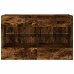 Berkfield Home TV Wall Cabinet with LED Lights Smoked Oak 98.5x30x60.5 cm in Brown - thumbnail 7
