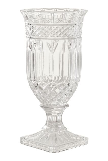 Orsina Footed Vase with Square Base, White Polyresin Design with Textured Finish, Ideal for Displaying in Clear - image 1