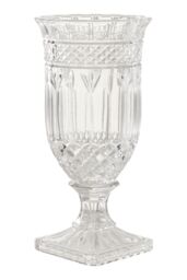 Orsina Footed Vase with Square Base, White Polyresin Design with Textured Finish, Ideal for Displaying in Clear