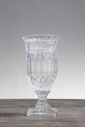 Orsina Footed Vase with Square Base, White Polyresin Design with Textured Finish, Ideal for Displaying in Clear - thumbnail 3