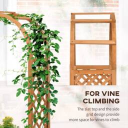 OUTSUNNY Raised Garden Bed with Arch Trellis, Garden Planter Box, Brown - thumbnail 4