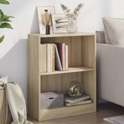 Berkfield Home Decorative Bookshelf Sonoma Oak 60x24x74.5 cm Engineered Wood in Light Brown - thumbnail 2