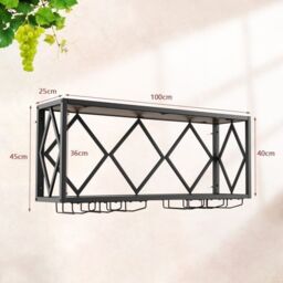 Costway 39 Bottles Wall Mounted Wine Rack Wine Display Shelf w/6-Row Holder in Brown - thumbnail 5