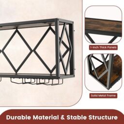 Costway 39 Bottles Wall Mounted Wine Rack Wine Display Shelf w/6-Row Holder in Brown - thumbnail 9