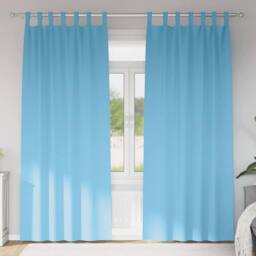 Berkfield Home Modern Curtains with Curtains 2 pcs Light blue 245 x 140 cm Polyester - thumbnail 2