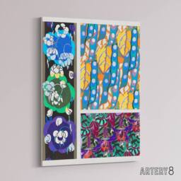 "Artery8 Colourful Floral Art Deco Patterns Benedictus Canvas Wall Art - Size: W18"" x H24""" - thumbnail 2