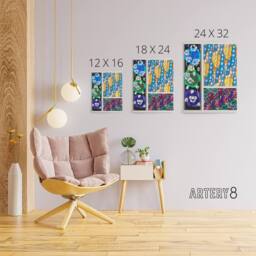 "Artery8 Colourful Floral Art Deco Patterns Benedictus Canvas Wall Art - Size: W18"" x H24""" - thumbnail 4