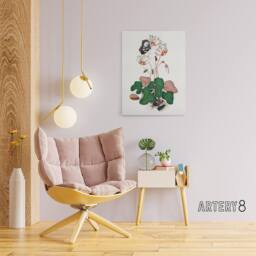 "Artery8 Cyclamen Butterfly Beetles & Shell Bolton Canvas Wall Art in White - Size: W18"" x H24""" - thumbnail 3
