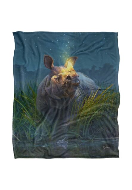 JQ Licensing Jlo Rhino Glowing Horn Silky Touch Super Soft Throw Blanket 152 X 127 cm in White - image 1