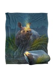 JQ Licensing Jlo Rhino Glowing Horn Silky Touch Super Soft Throw Blanket 152 X 127 cm in White - thumbnail 2