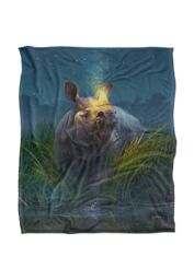 JQ Licensing Jlo Rhino Glowing Horn Silky Touch Super Soft Throw Blanket 152 X 127 cm in White - thumbnail 1