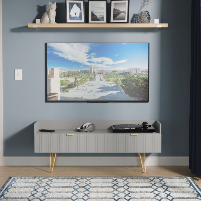 Ready Assembled 2 U Bexley 2 Drawer Coffee TV Unit (Ready Assembled) in Dark Grey - image 1