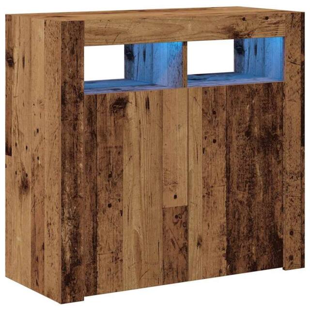 Berkfield Home Sideboard with LED Lights Old Wood 80x35x75 cm Engineered Wood in Brown - Size: 80 x 35 x 75 cm - image 1