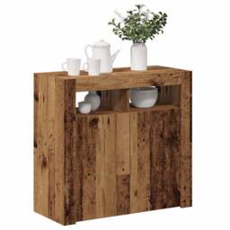 Berkfield Home Sideboard with LED Lights Old Wood 80x35x75 cm Engineered Wood in Brown - Size: 80 x 35 x 75 cm - thumbnail 5