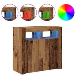 Berkfield Home Sideboard with LED Lights Old Wood 80x35x75 cm Engineered Wood in Brown - Size: 80 x 35 x 75 cm - thumbnail 4
