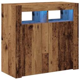 Berkfield Home Sideboard with LED Lights Old Wood 80x35x75 cm Engineered Wood in Brown - Size: 80 x 35 x 75 cm - thumbnail 1