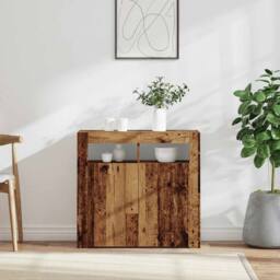 Berkfield Home Sideboard with LED Lights Old Wood 80x35x75 cm Engineered Wood in Brown - Size: 80 x 35 x 75 cm - thumbnail 2