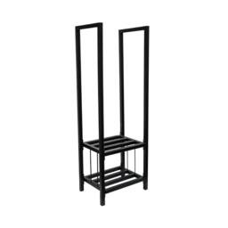 Ivyline Tall Square Shelved Log Storage H120cm in Black - thumbnail 2