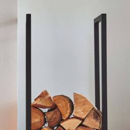 Ivyline Tall Square Shelved Log Storage H120cm in Black - thumbnail 3