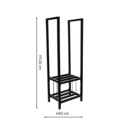 Ivyline Tall Square Shelved Log Storage H120cm in Black - thumbnail 5