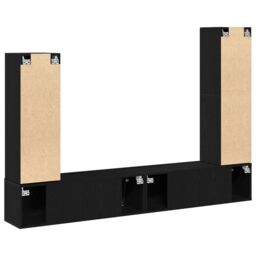 Berkfield Home 4 Piece TV Cabinet Set Wall-mounted Black Oak Engineered Wood - thumbnail 7