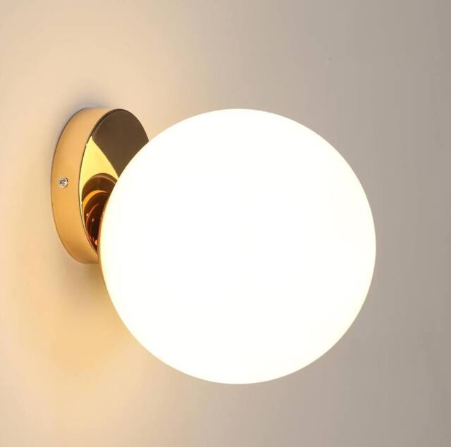 Goeco Vintage Wall Light 20cm Spherical Lampshade in Rotational Gold E27 - image 1