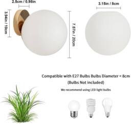 Goeco Vintage Wall Light 20cm Spherical Lampshade in Rotational Gold E27 - thumbnail 2