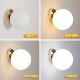 Goeco Vintage Wall Light 20cm Spherical Lampshade in Rotational Gold E27 - thumbnail 6